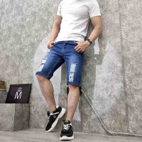 Short jeans nam xanh rách vải dày - Q418 MĐ, phong cách năng động, trẻ trung