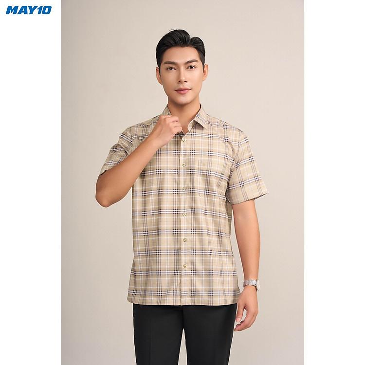 Sơ mi nam cộc tay May10 mã 010124195ONGB AK612 hàng chính hãng phom dáng chuẩn đẹp