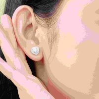 Bông tai vàng trắng 10K PNJ đá ECZ, vẻ đẹp tinh khôi, cuốn hút