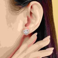 Bông tai vàng trắng 41,6% PNJ đính đá ECZ, giá trị đầu tư xứng đáng