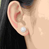 Bông tai vàng trắng PNJ 10K đính đá ECZ, khẳng định đẳng cấp vàng PNJ