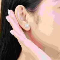 Bông tai vàng trắng PNJ 10K đính đá ECZ, khẳng định vẻ đẹp thanh cao quý phái