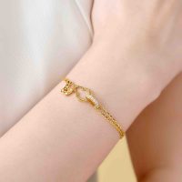 PNJ Kim Bảo Như Ý: Lắc tay vàng 14K đính đá ECZ, tinh tế hoàn hảo